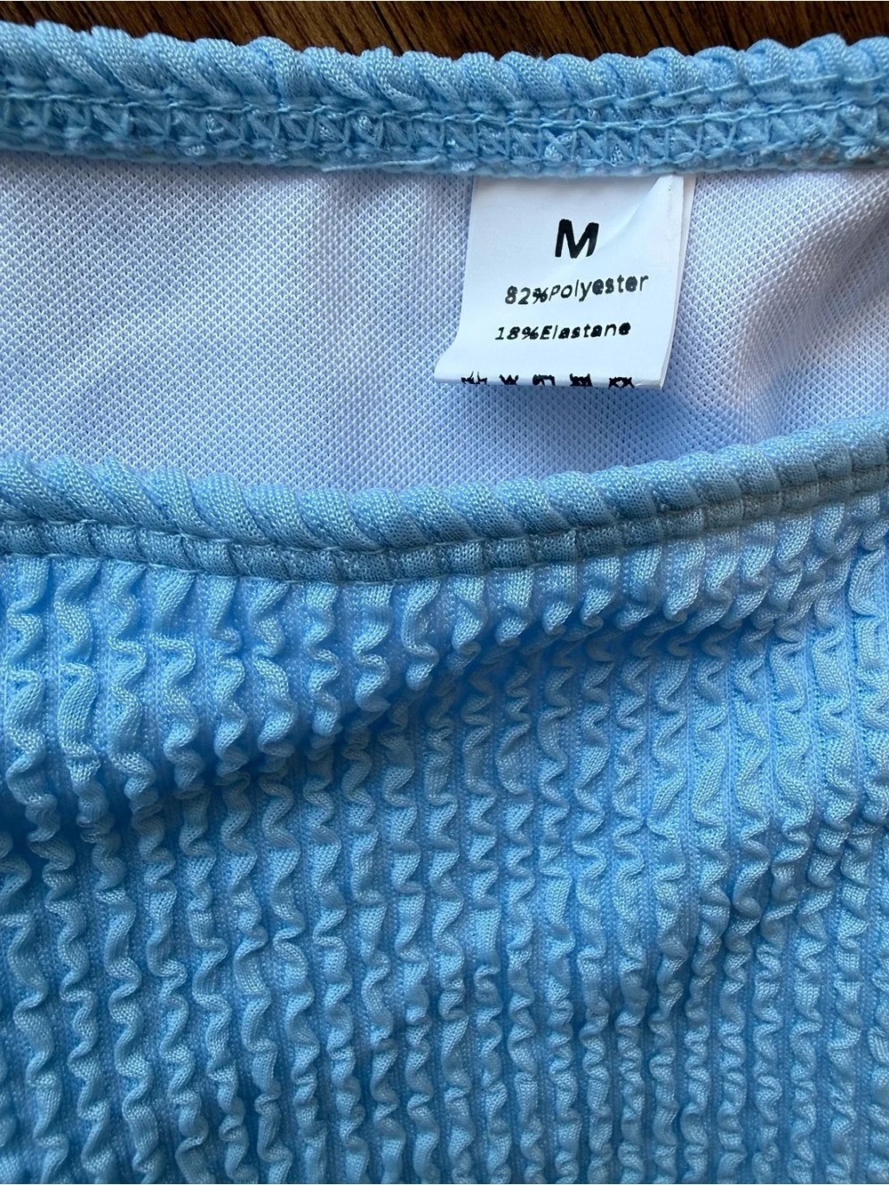 Light Blue Textured Bikini Set with Matching Skirt
